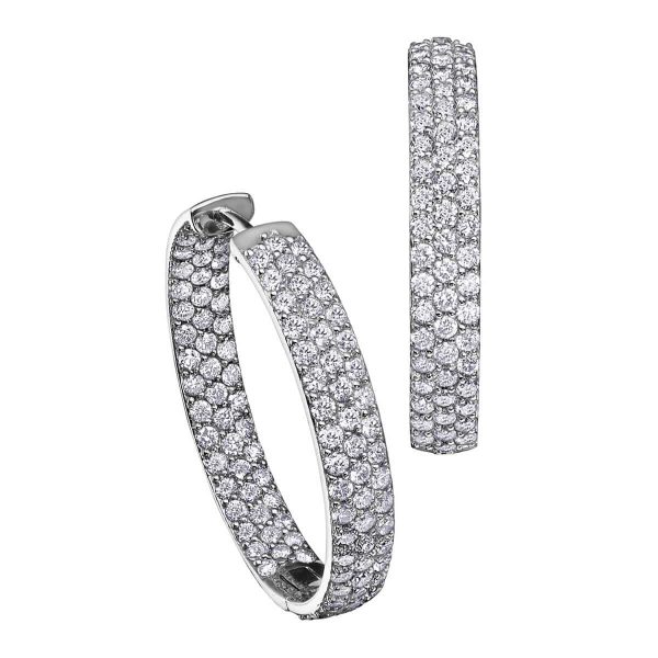 Diamond Hoop Earrings in 10kt White Gold EE3001W/100-10