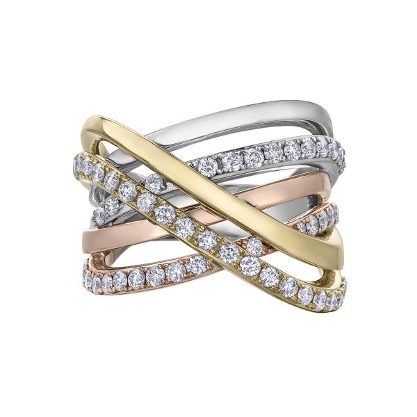 Diamond Ladies Ring in 10kt Three Gold R52E51TR/100-10