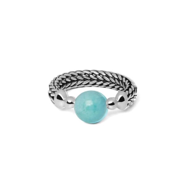 Buddha to Buddha Batas Sphere Stone Mint Silver Ring 004 GR