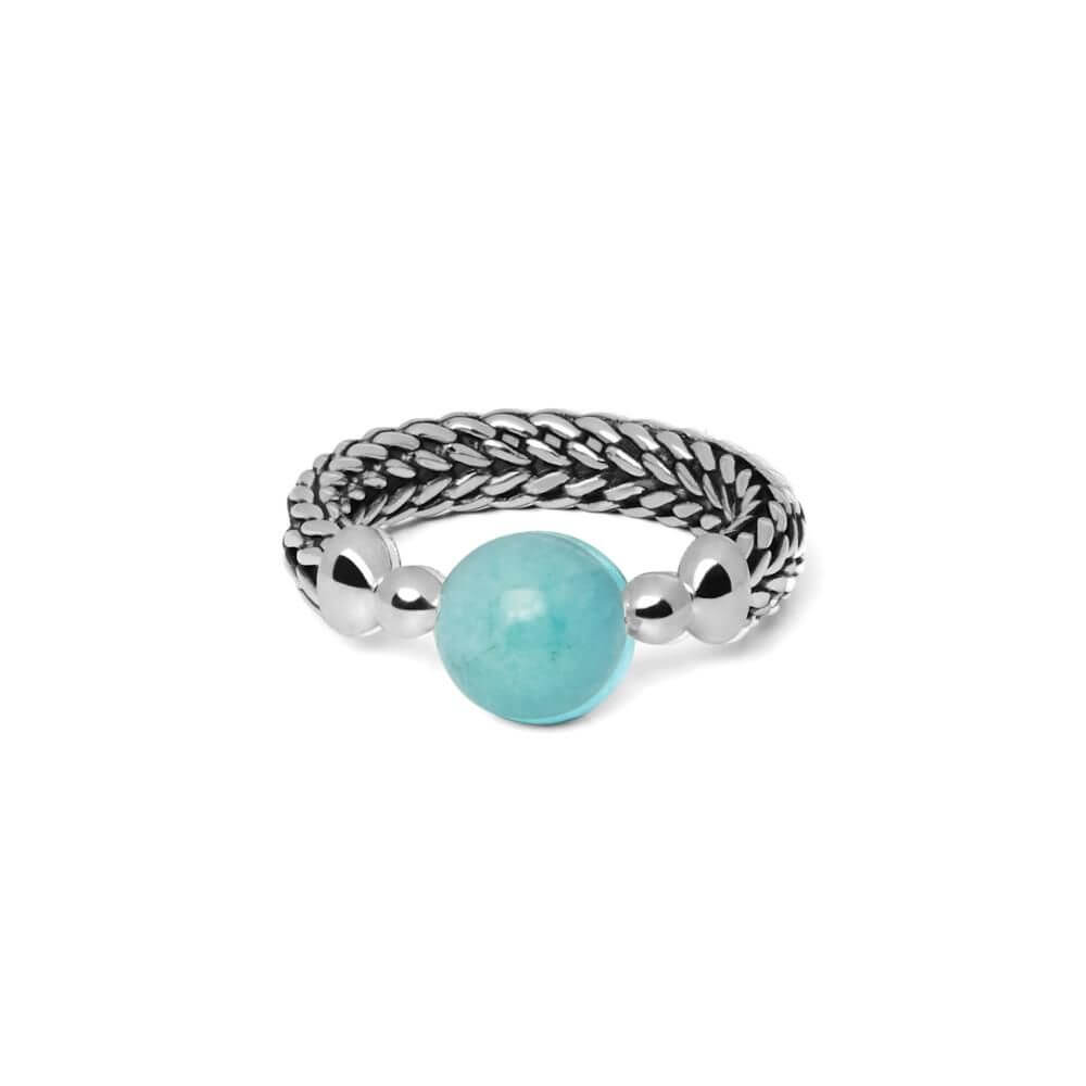 Buddha to Buddha Batas Sphere Stone Mint Silver Ring 004 GR