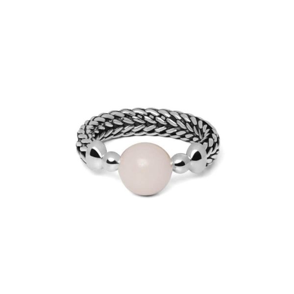 Buddha to Buddha Batas Sphere Stone Rose Silver Ring 004 PK