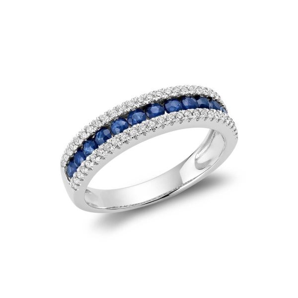 Semi Eternity Precious Stone & Diamond Ring 02-040350BS