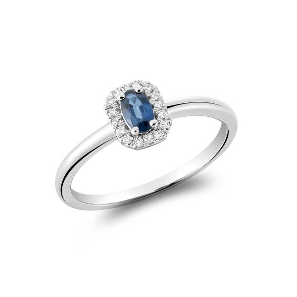 RNB Jewellery Oval Gemstone and Diamond Halo Ring 02-041002BS