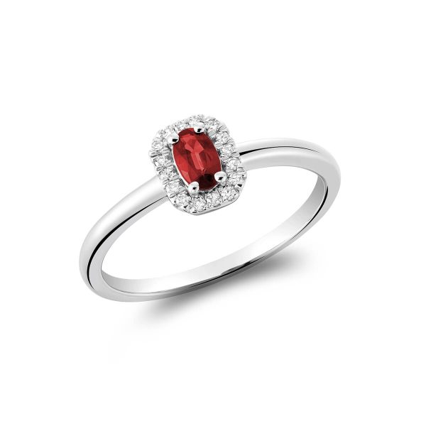 RNB Jewellery Oval Gemstone and Diamond Halo Ring 02-041002RU