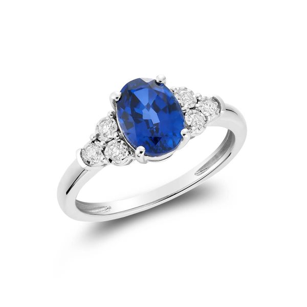 RNB Jewellery Oval Created Gemstone and Diamond Ring 02-0410GMCBS