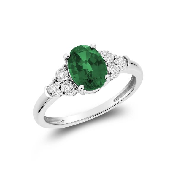 RNB Jewellery Oval Created Gemstone and Diamond Ring 02-0410GMCEM
