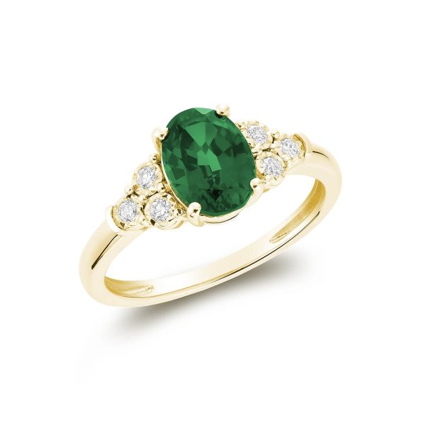 RNB Jewellery Oval Created Gemstone and Diamond Ring 02-0410GMYCEM