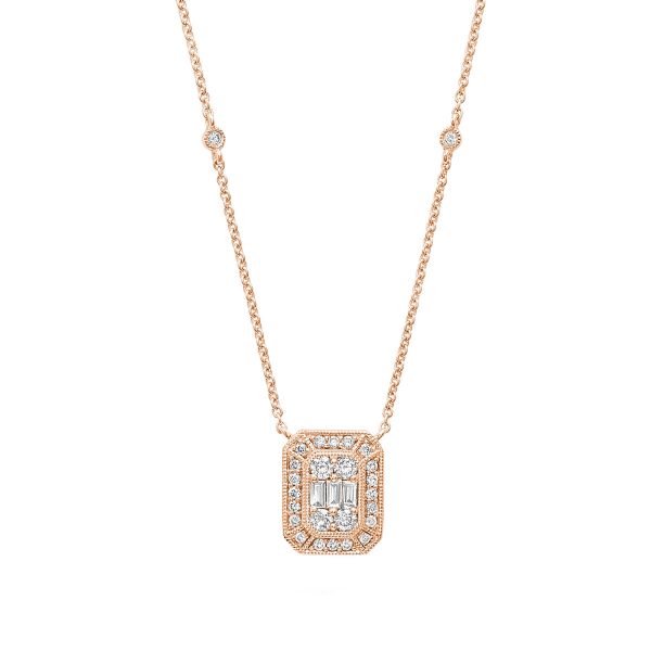 Emerald Cut Illusion Setting Diamond Necklace 08-04ECI50R