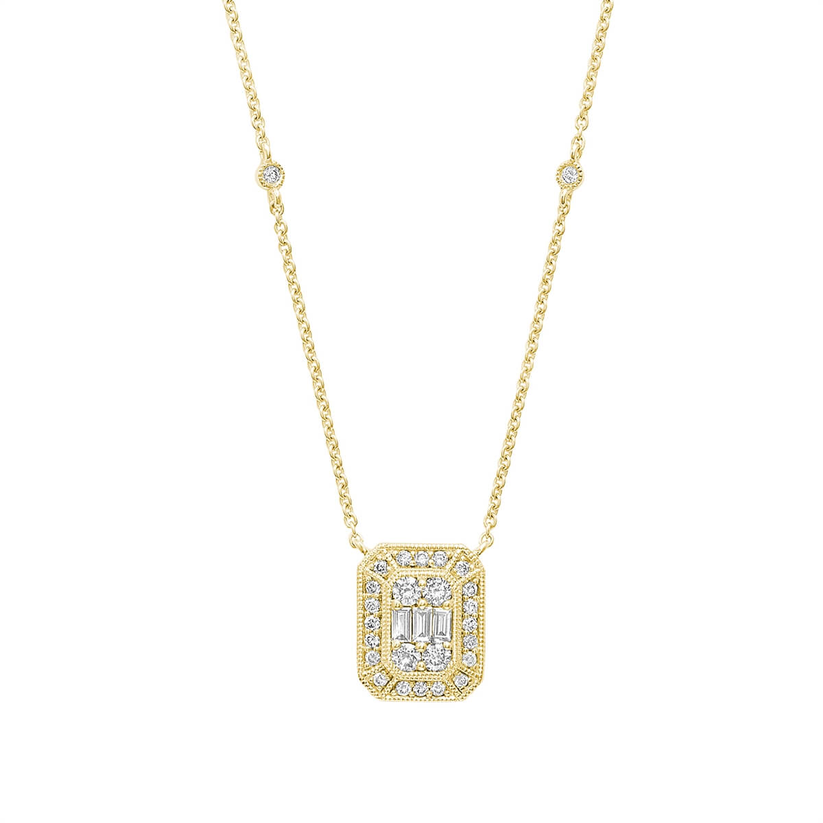 Emerald Cut Illusion Setting Diamond Necklace 08-04ECI50Y