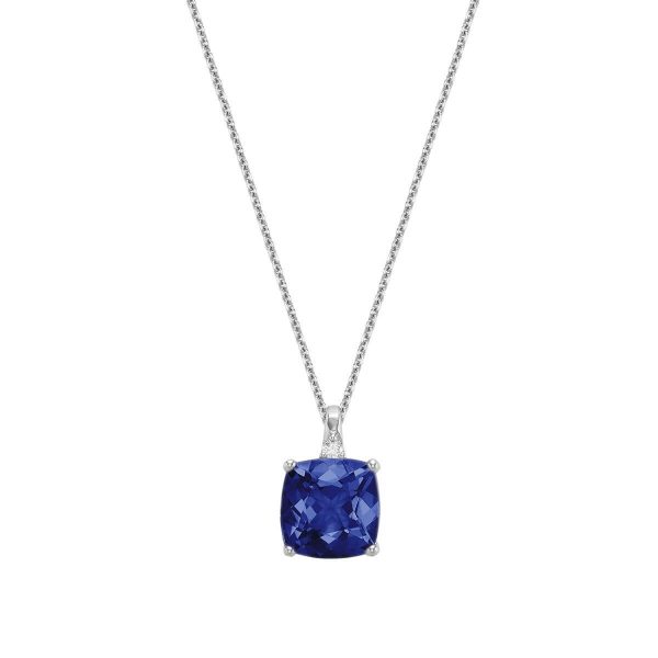 RNB Jewellery Cushion Cut Created and Precious Stone and Diamond Pendant 09-041038CBS