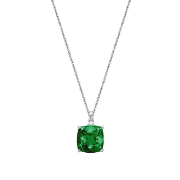 RNB Jewellery Cushion Cut Created and Precious Stone and Diamond Pendant 09-041038CEM