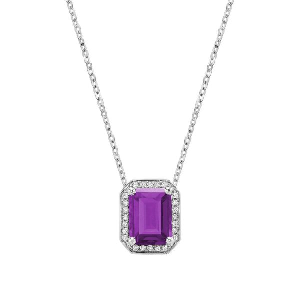 RNB Jewellery Gemstone & Diamond Emerald Cut Pendant 09-041048AM