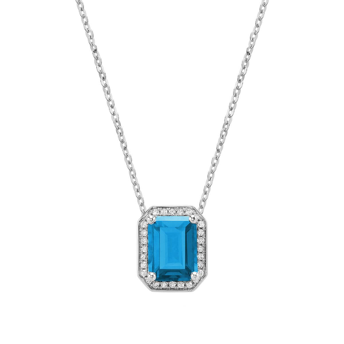 RNB Jewellery Gemstone & Diamond Emerald Cut Pendant 09-041048BT