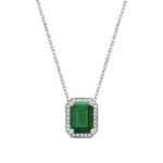 RNB Jewellery Gemstone & Diamond Emerald Cut Pendant 09-041048CEM