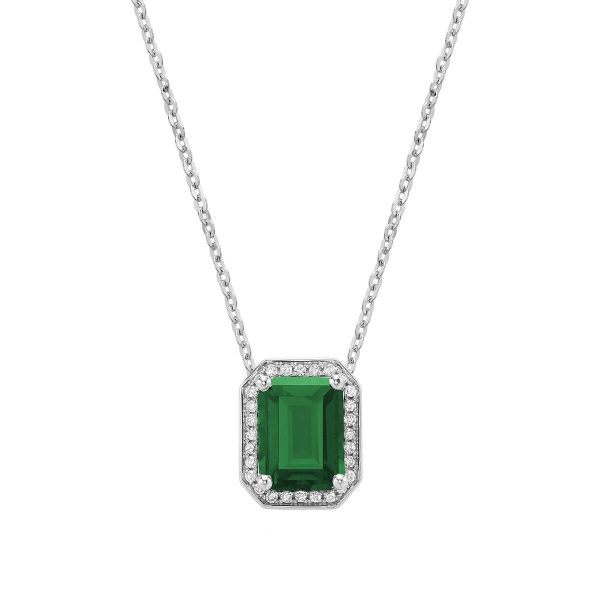 RNB Jewellery Gemstone & Diamond Emerald Cut Pendant 09-041048CEM