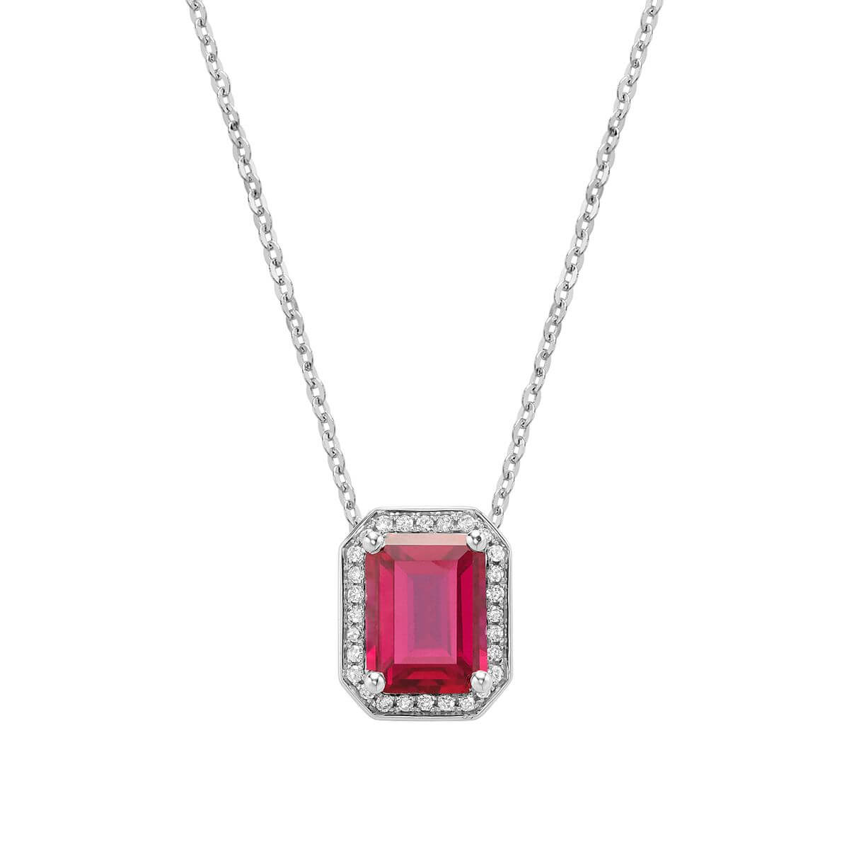 RNB Jewellery Gemstone & Diamond Emerald Cut Pendant 09-041048CRU