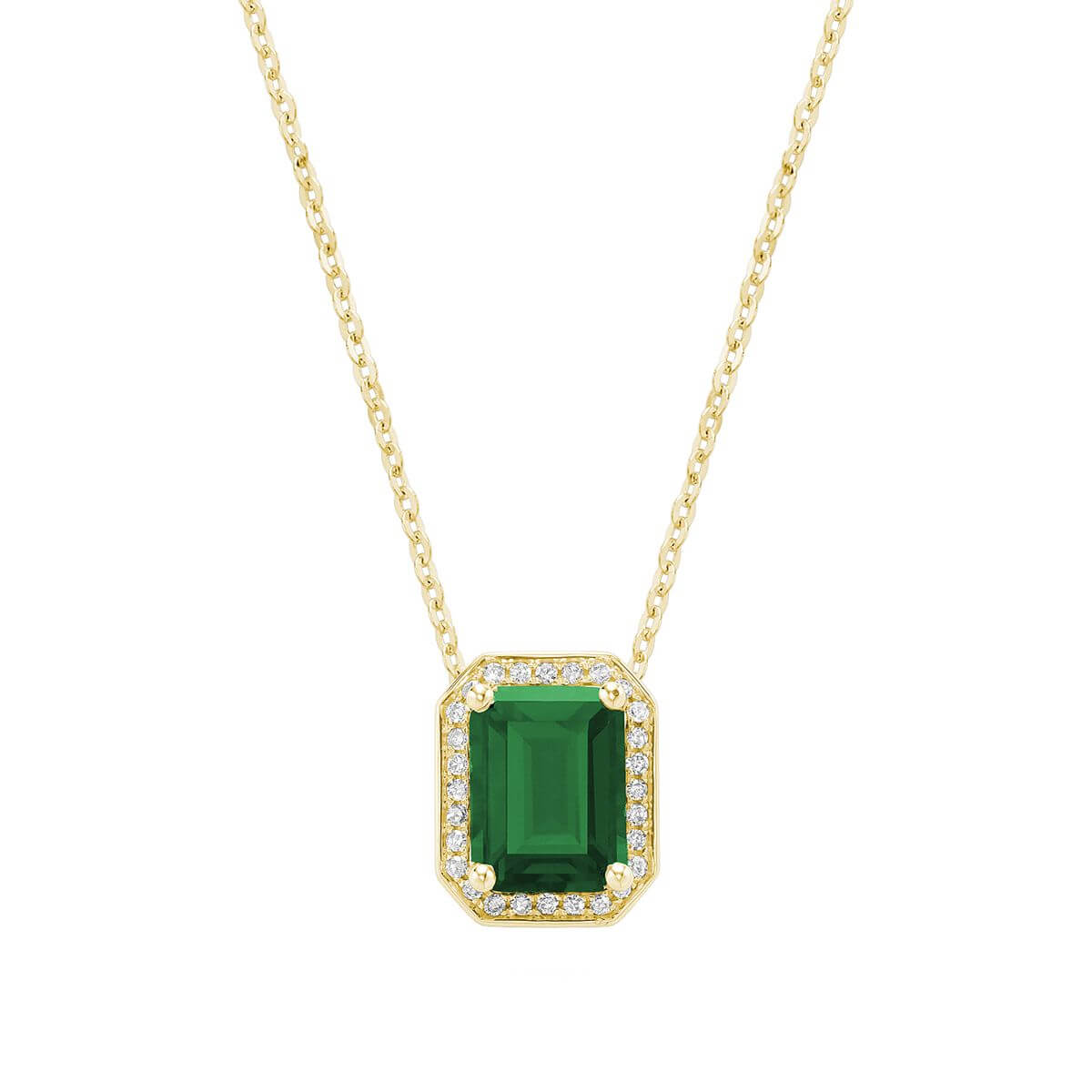 RNB Jewellery Gemstone & Diamond Emerald Cut Pendant 09-041048YCEM