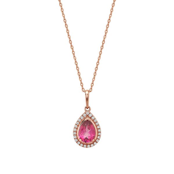 RNB Jewellery Pear Shape Pink Topaz Diamond Halo Pendant 09-0410PSRPT