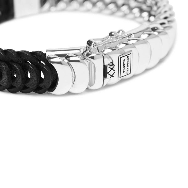 Buddha to Buddha Lars Mix Silver & Black Leather Bracelet 123 2