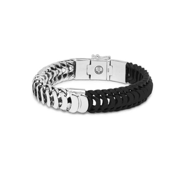 Buddha to Buddha Lars Mix Silver & Black Leather Bracelet 123 3