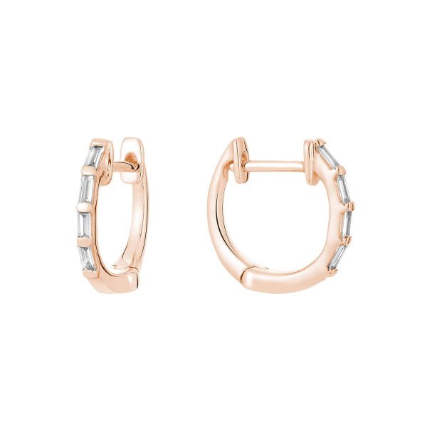 RNB Jewellery Baguette Huggie Earrings 13-04BH10R