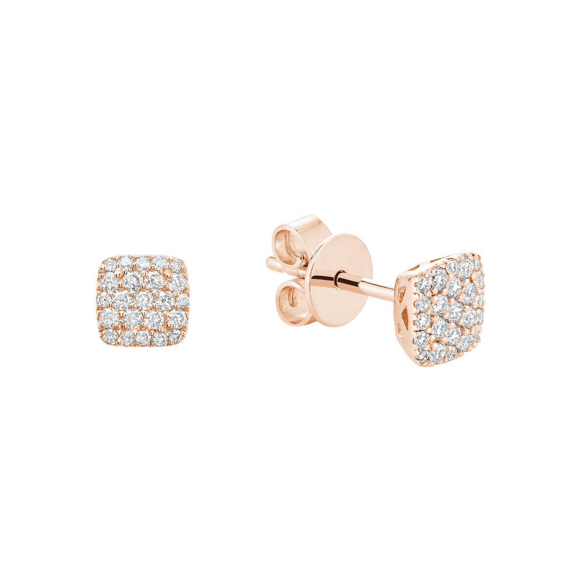 13-04PSQ25R RNB Jewellery Pave Square Diamond Stud Earrings 13-04PSQ25R