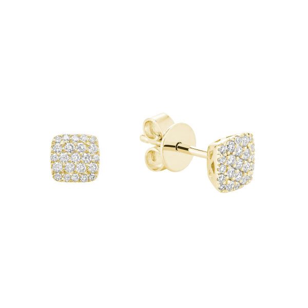 RNB Jewellery Pave Square Diamond Stud Earrings 13-04PSQ25Y