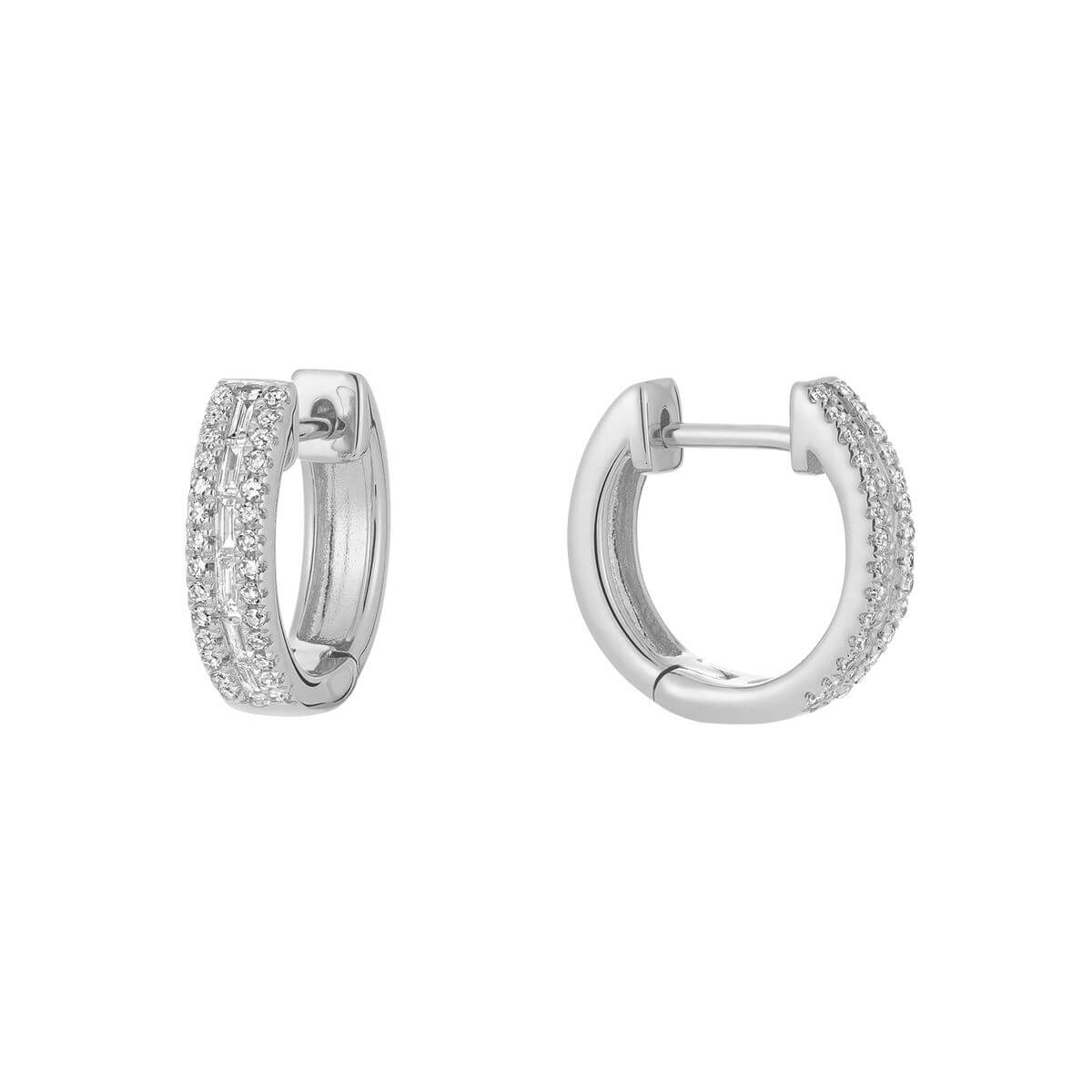 RNB Jewellery Semi Baguette Diamond Hoop Earrings 13-04SB25