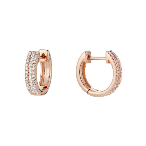 RNB Jewellery Semi Baguette Diamond Hoop Earrings 13-04SB25R