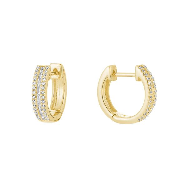 RNB Jewellery Semi Baguette Diamond Hoop Earrings 13-04SB25Y