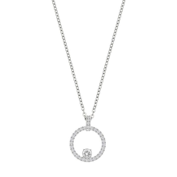 Swarovski Creativity Circle Pendant, White, Rhodium Plated 5198686