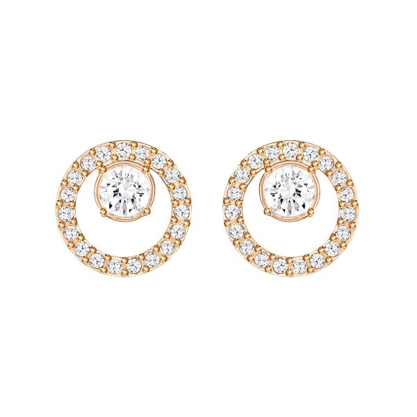 Swarovski Creativity Circle Pierced Earrings, White, Rose-Gold Tone Plated 5199827