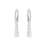 Swarovski Attract Trilogy Round Pierced Earrings, White, Rhodium Plated 5416155