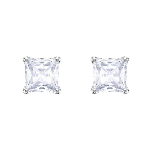 Swarovski Attract Stud Pierced Earrings, White, Rhodium Plated 5430365