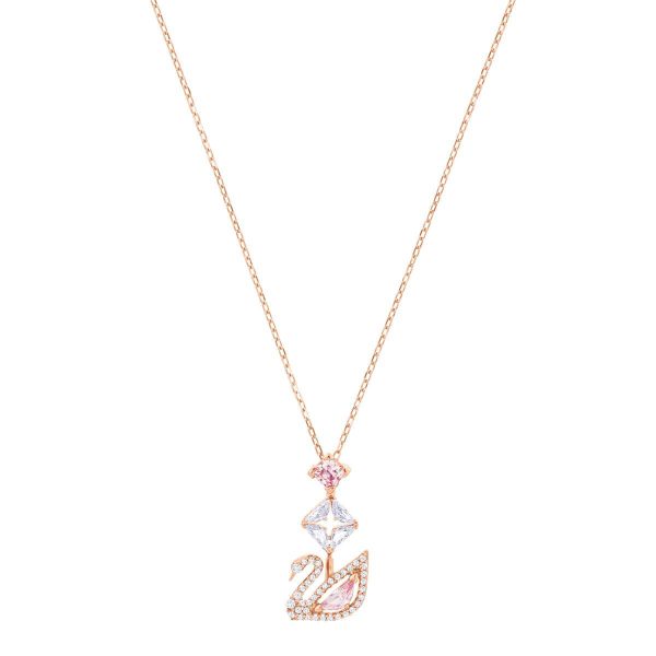 Swarovski Dazzling Swan Y Necklace, Multi-colored, Rose-Gold tone Plated 5473024