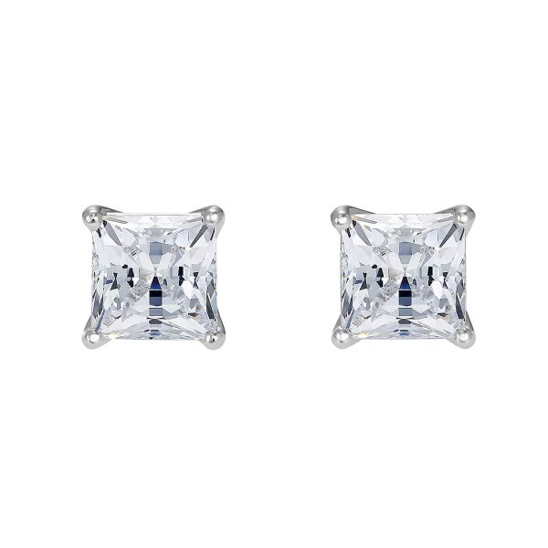 Swarovski Attract Pierced Earrings, White, Rhodium Plated 5509936