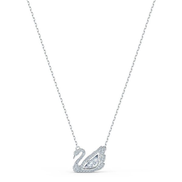 Swarovski Dancing Swan Necklace, White, Rhodium Plated 5514421