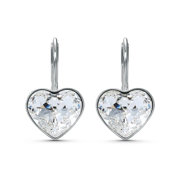 Swarovski Bella Heart Pierced Earrings, White, Rhodium Plated 5515191