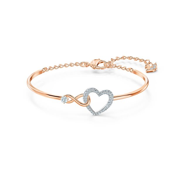 Swarovski Infinity Heart Bangle, White, Mixed Metal Finish 5518869