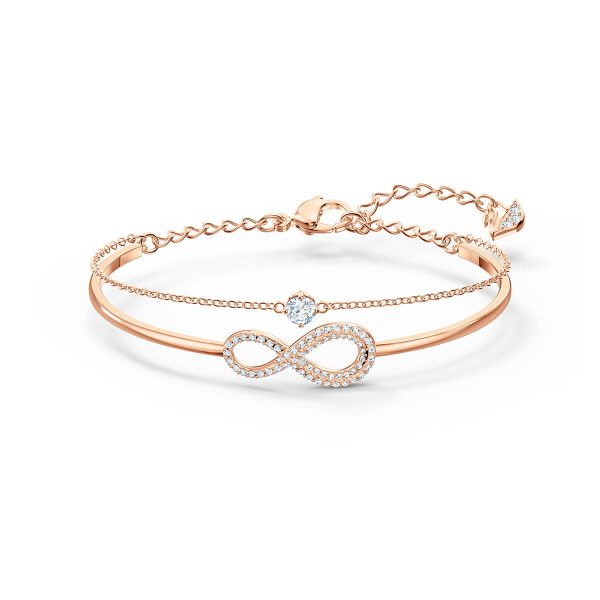 Swarovski Infinity Bangle, White, Rose-gold tone Plated 5518871