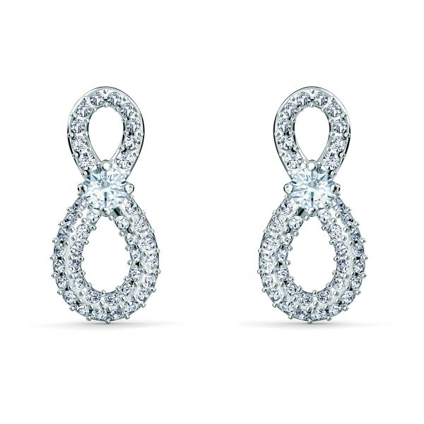 Swarovski Infinity Mini Pierced Earrings, White, Rhodium Plated 5518880