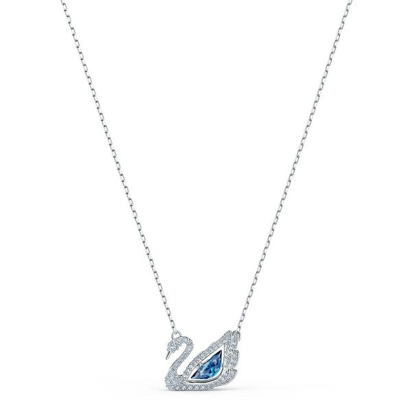 Swarovski Dancing Swan Necklace, Blue, Rhodium Plated 5533397