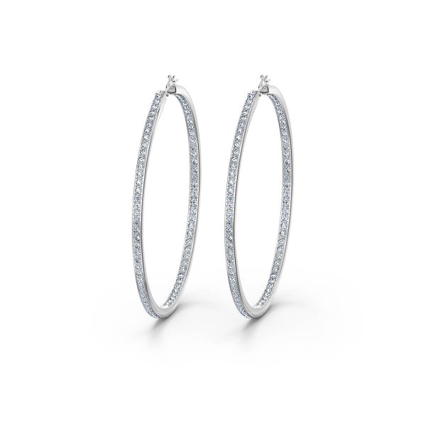Swarovski Rare Hoop Pierced Earrings, White, Rhodium Plated 5555724