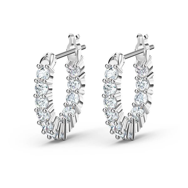 Swarovski Vittore Mini Hoop Pierced Earrings, White, Rhodium Plated 5562126