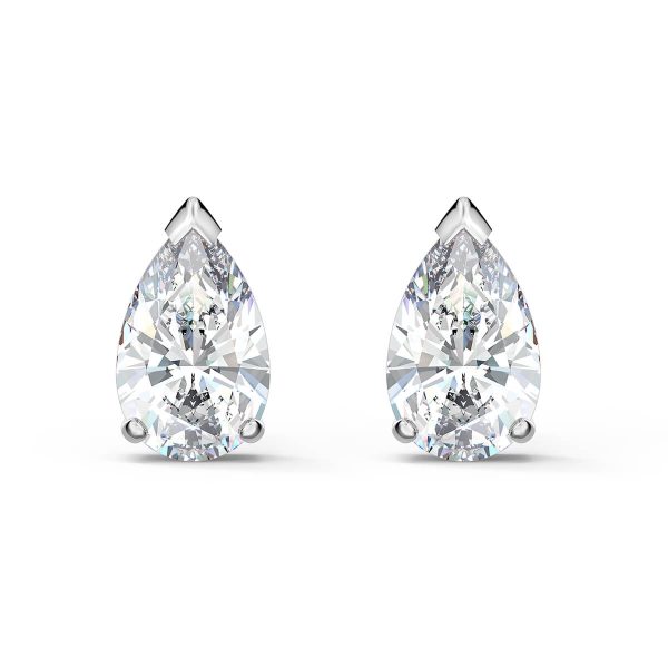Swarovski Attract Pear Stud Pierced Earrings, White, Rhodium Plated 5563121