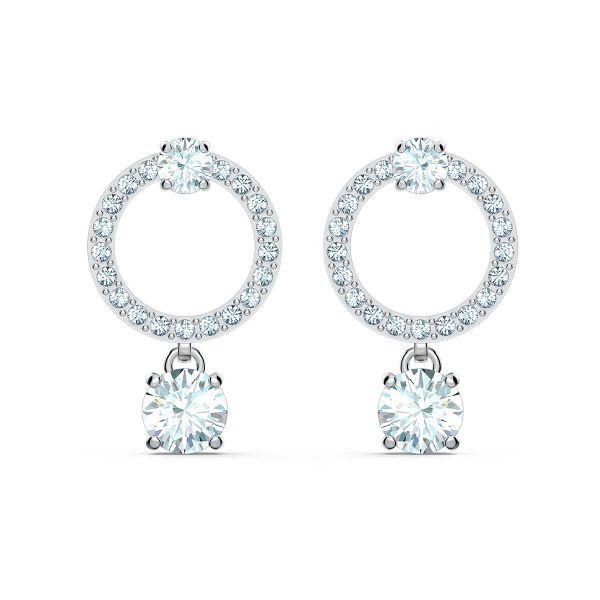 Swarovski Attract Circle Pierced Earrings, White, Rhodium Plated 5563278