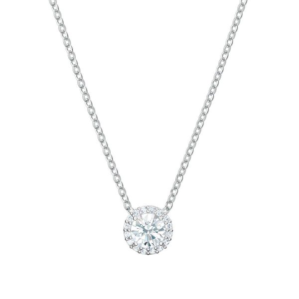 Swarovski Angelic Round Pendant, White, Rhodium Plated 5567931