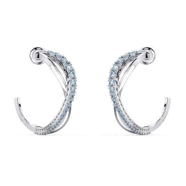 Swarovski Twist Hoop Pierced Earrings, Blue, Rhodium Plated 5582807