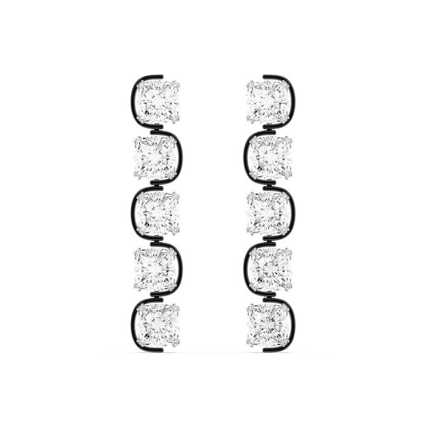 Swarovski Harmonia Drop Earrings, Cushion Cut Floating Crystals, White, Mixed Metal Finish 5600043