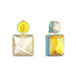 Swarovski Orbita Earrings, Asymmetrical, Square Cut Crystal, Multicolored 5600522